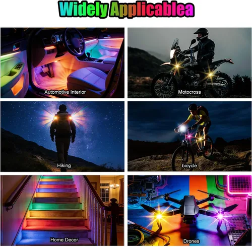 Miniatura 5 de Luces LED inalámbricas para automóvil, luces de roca inalámbricas con 8 colores, 10 modos, luz de advertencia estroboscópica LED, motocicletas