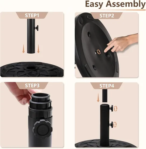 Miniatura 5 de C-Hopetree Base redonda resistente de 26 libras para sombrilla de mesa de mercado de patio al aire libre, color negro