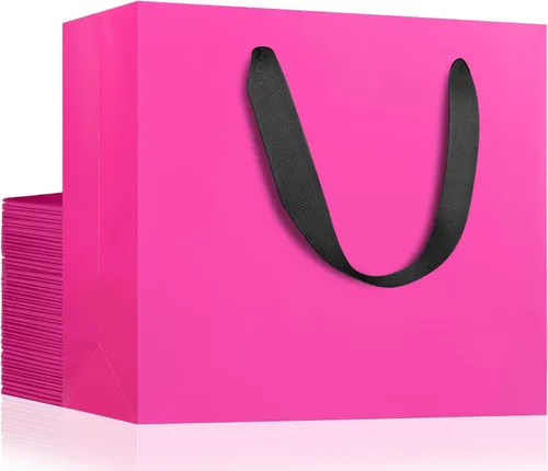 Miniatura 11 de EUSOAR Bolsas de papel de estraza para regalo, paquete de 12 bolsas de papel kraft de 10.6 x 3.1 x 8.3 pulgadas con asas, bolsas resistentes