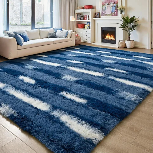 Miniatura 40 de Alfombras de Pasillo Suaves de Color Azul Marino para Dormitorio, Alfombra de Cabecera de 2x6 pies, Alfombras Esponjosas de Felpa, Alfombra de Área
