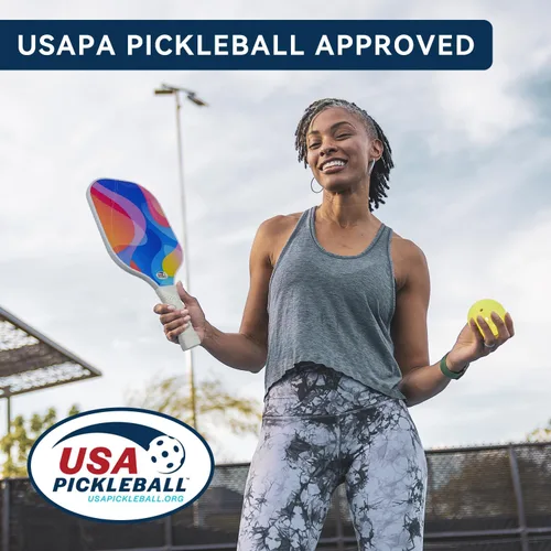 Miniatura 6 de Juego de 2 Palas de Pickleball con 4 Pelotas - Superficie de Fibra de Vidrio Aprobada por USAPA, Ligero, Agarre Antideslizante - Juego de Palas