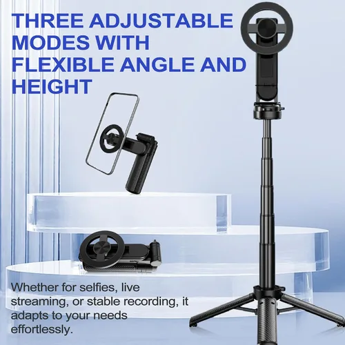 Miniatura 6 de Palo selfie magnético multifuncional 4 en 1 con rotación de 360°, mini trípode portátil extensible para teléfono con control remoto y anillo