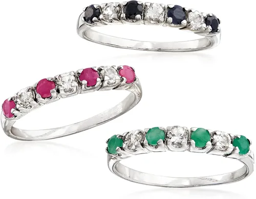 Miniatura 4 de Ross-Simons 1.50 ct. t.w. Multi-Gemstone Jewelry Set 3 Rings in Sterling Silver
