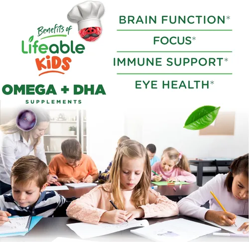 Miniatura 3 de Lifeable Gomitas Omega 3 para niños con suplemento vegano de DHA Alternativa al aceite de pescado Omega 3 para niños del aceite de linaza a base