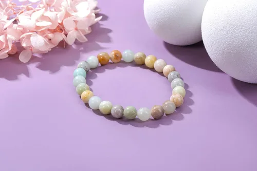 Miniatura 2 de Jovivi Pulsera elástica de cuentas redondas semipreciosas naturales – 0.315 pulgadas hecha a mano con cuentas de piedras preciosas curativas