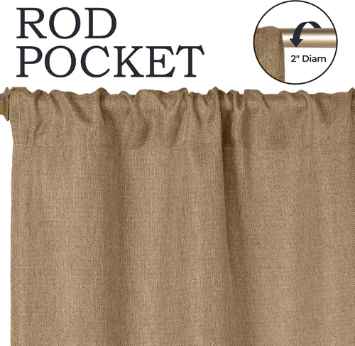 Miniatura 5 de Superior Juego de 2 cortinas opacas con textura de lino, par de paneles con aislamiento térmico con cabecera superior con ojales, cortinas clásicas
