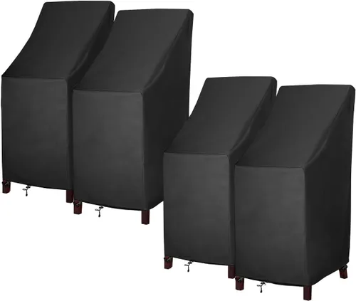 Miniatura 8 de Fundas apilables para sillas de patio, fundas para sillas de exterior con respaldo alto, 600D, resistentes al agua, fundas para muebles de jardín