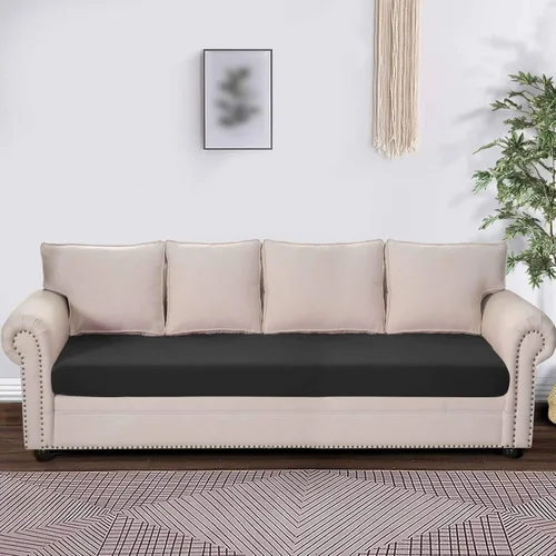 Miniatura 4 de MBROS Funda de cojín elástica para sofá de 2 cojines, protector de muebles de 1 pieza, funda de cojín para sofá, funda de cojín, color negro