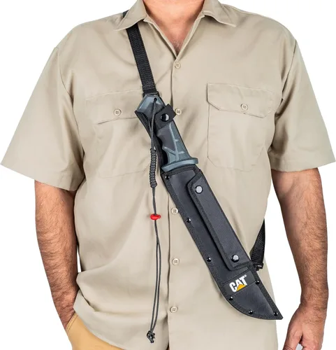 Miniatura 3 de Cat Machete recto con sierra, 19 pulgadas, funda de correa para el hombro, cuchillo de hoja de acero inoxidable con mango ergonómico de herramienta