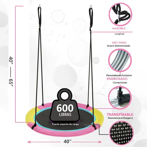 Miniatura 3 de HOTJUMP Columpio de Platillo de Árbol de 40 Pulgadas para Niños al Aire Libre, Tela Textilene Resistente al Desgarro y a los Rayos UV Impermeable