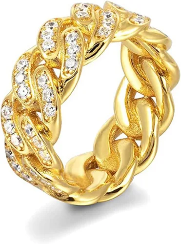 Tanyoyo Anillos de cadena de eslabones cubanos de banda ancha de 0.276 in para mujeres y niñas, regalo del día de la madre