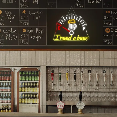 Miniatura 9 de Letrero de neón con texto en inglés "I Need a Beer" ("Necesito una cerveza") con barra de luz LED de neón para decoración de pared para Pub Man Cave