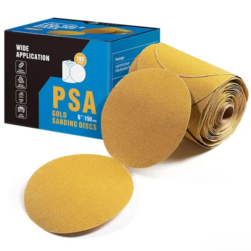 Miniatura 14 de S SATC 100 discos de lija PSA de 6 pulgadas, papel de lija con parte trasera adhesiva de grano 80 para taladro, papel de lija automotriz redondo