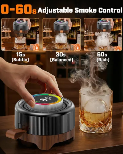 Miniatura 2 de Kit de ahumador eléctrico de whisky con control de humo ajustable (0–60s), kit de ahumador de cóctel con 6 virutas de madera, no necesita butano