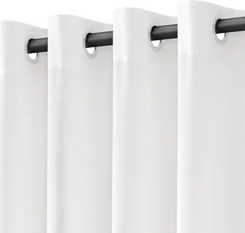 Miniatura 10 de Cortinas de lino beige de abedul de 84 pulgadas de largo para sala de estar, cortina semitransparente filtrante de luz de lujo, decoración moderna