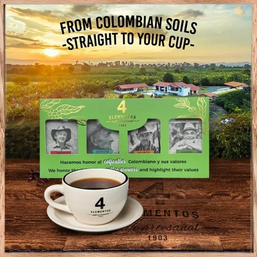 Miniatura 2 de Paquete de café molido de 4 elementos, orgánico, sostenible, de origen único, tostado artesanal, calidad premium, paquete total de 12 onzas