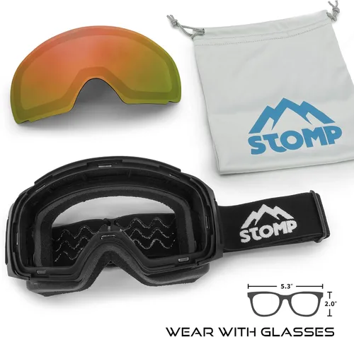 Miniatura 4 de STOMP Gafas de esquí PRO – sin marco, lente intercambiable, 100% protección UV400, gafas de nieve para hombres y mujeres OTG