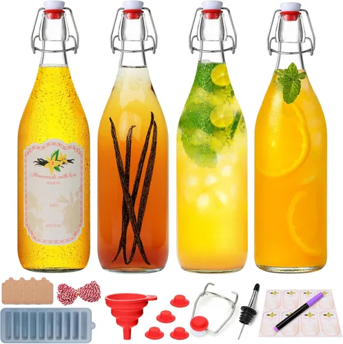 Miniatura 9 de Botellas de vidrio de 8 onzas con tapas herméticas, botellas de cerveza para elaboración casera de 8.5 fl oz, botellas de kombucha para bebidas