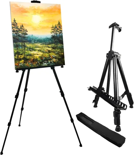 Miniatura 11 de RRFTOK Soporte de caballete para letreros y pintura: caballetes de trípode de metal ajustables para altura de exhibición de 17 a 66 pulgadas