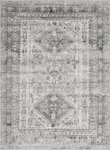 Miniatura 3 de Hauteloom Nelsonville - Alfombra tradicional bohemia para sala de estar, dormitorio, color gris, blanco, 6 pies 7 pulgadas x 9 pies