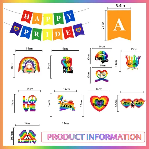 Miniatura 5 de Suministros para el Día del Orgullo Gay: decoración de remolinos colgantes de amor es amor, cartel de feliz día del orgullo para decoración de techo