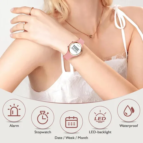 Miniatura 39 de Women LED Display Elecreonic Watch Fashion Chrono Alarm Digital Clock Woman Outdoor Sport Wirstwatch