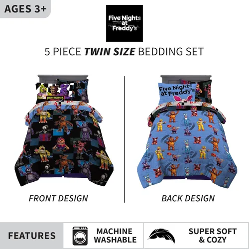 Miniatura 250 de Franco - Juego de edredón y sábanas supersuaves con funda, para niños, 7 piezas, tamaño matrimonial, Five Nights At Freddy's Cinco noches en Freddy's
