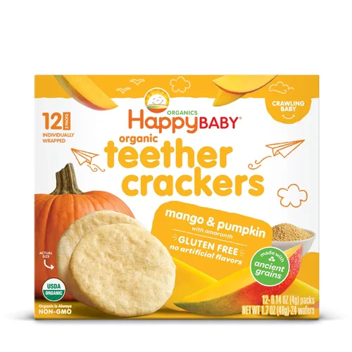 Miniatura 10 de Happy Baby Grabados orgánicos orgánicos de Monedas de mango y calabaza con amaranto, 12 paquetes de conteo (paquete de 6)