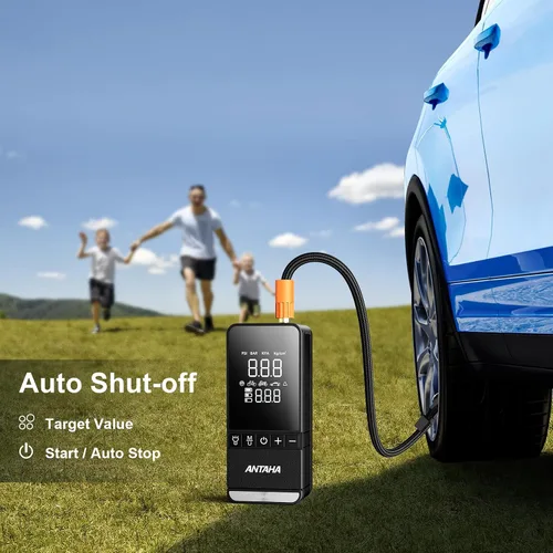 Miniatura 8 de Inflador de neumáticos, compresor de aire portátil, bomba de aire inteligente inalámbrica de 150 PSI para neumáticos de automóvil, luz LED y apagado