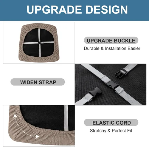 Miniatura 4 de Genina Fundas de asiento impermeables para sillas de comedor, fundas de asiento elásticas para sillas de comedor, extraíbles y lavables, fundas