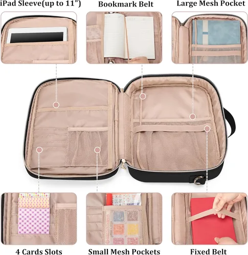 Miniatura 2 de Teamoy Estuche de almacenamiento de suministros de diario, soporte para suministros de diario con ranuras desmontables para bolígrafos, soporte