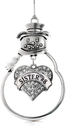 Miniatura 244 de Inspired Silver - Big Sis - Adorno de Navidad plateado - Adorno de árbol de Navidad con dije de corazón con circonita cúbica - Decoración colgante