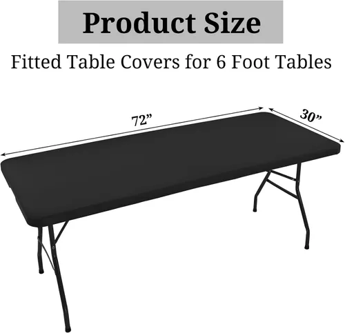 Miniatura 2 de fani 6 piezas de tela elástica para tapas de mesa, fundas de elastano de 6 pies, lavables, elásticos, universales, rectangulares, protectores