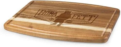Miniatura 3 de PICNIC TIME Star Wars Boba Fett Ovale Tabla de cortar de acacia Tabla de servir Charcutería Tabla de queso con ranura de jugo, regalo de decoración
