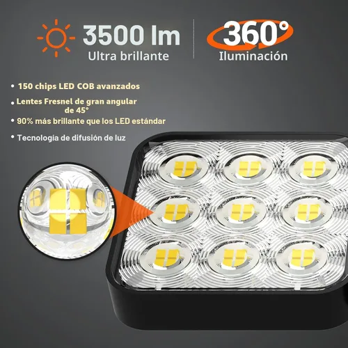 Miniatura 2 de WdtPro Luces solares para exteriores, 3500 lúmenes, sensor de movimiento brillante, luces para exteriores, 3 cabezales y panel de vidrio mejorado