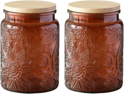 Miniatura 14 de ANSQU Tarro de vidrio azul, recipiente de vidrio vintage de 23.7 FL OZ con tapa hermética, tarro para caramelos/recipiente para azúcar para despensa
