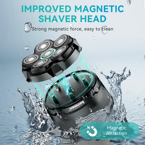 Miniatura 5 de kensen Afeitadora de cabeza, afeitadora de cabeza 6D para hombres calvos, maquinilla de afeitar eléctrica IPX6 impermeable para hombres calvos