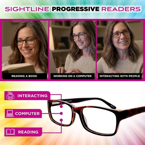 Miniatura 5 de Sightline H101 Progressive Reading Glasses – Comfortable No-Line Multifocal Readers for Men & Women, Acetate Frame