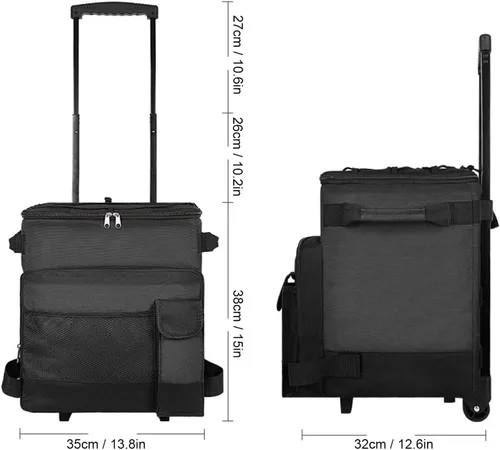 Miniatura 6 de Bolsa enfriadora con ruedas de 43L, caja de refrigeración portátil con ruedas con diseño de doble apertura, tela Oxford, forro de papel de aluminio