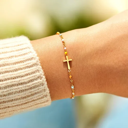 Miniatura 4 de STORYJEWELLERY Regalos religiosos y cristianos para mujeres, brazaletes con cruz, para bautismo, confirmación y Pascua, regalos para dar aliento a