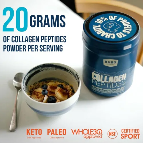 Miniatura 3 de BUBS Naturals Péptidos de colágeno en polvo sin sabor, las mejores proteínas para las articulaciones y la piel, alimentados con pasto criado, apto