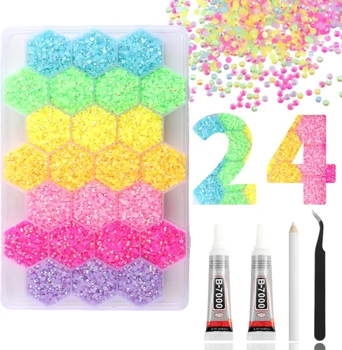 Miniatura 8 de 15000 diamantes de imitación con parte trasera plana para manualidades, cristales de colores mixtos de 0.118 pulgadas, gemas de resina con purpurina
