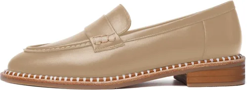 Miniatura 2 de FOGEENA Mocasines de cuero mate para mujer, estilo casual, sin cordones, punta redonda, tacón bajo grueso, zapatos de vestir de 1 pulgada