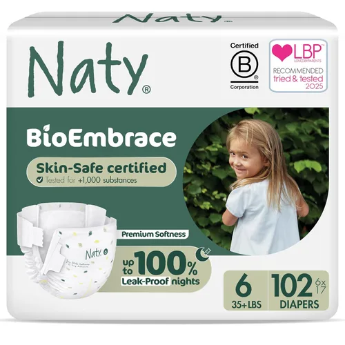 Miniatura 13 de Naty BioEmbrace - Pañales para bebé, certificado seguro para la piel sensible, protección contra fugas de hasta el 100 %, suavidad a base