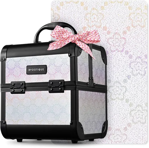 Miniatura 80 de BYOOTIQUE estuche rodante para maquillaje 4 en 1, con cerradura, maletín tipo trolley para cosméticos, con 4 ruedas extraíbles, organizador de viaje