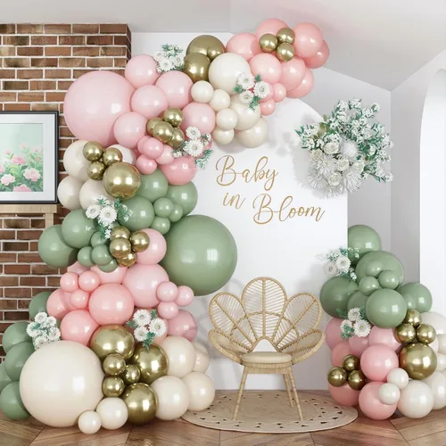 Miniatura 17 de Kit de guirnalda de arco de globos tropicales de verano, 141 globos de látex de color rosado intenso, verde lima, naranja, azul pizarra y amarillo