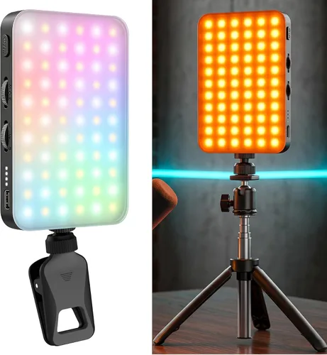 Miniatura 10 de 91 LED cargador portátil selfie luz videoconferencia iluminación with Clip & Camera Tripod Adapter, Rechargeable 2000mAh, CRI 96+, 4 Light Modes