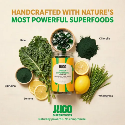 Miniatura 2 de JUGO Energy + SUPERFOODS - Gomitas de vitamina B12 con col rizada y súper verdes, gomitas energéticas sin cafeína, aptas para vegetarianos, sin