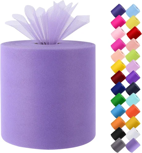 Miniatura 22 de Rollo de tela de tul, 6 pulgadas por 200 yardas (600 pies), carrete de tela de organza de tul para bricolaje, falda tutú, decoración de baby shower