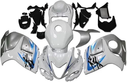Carenado completo de plástico blanco plateado apto para Suzuki 2008-2019 GSXR 1300 Hayabusa Gen2 inyección ABS Carrocería nuevo mercado de
